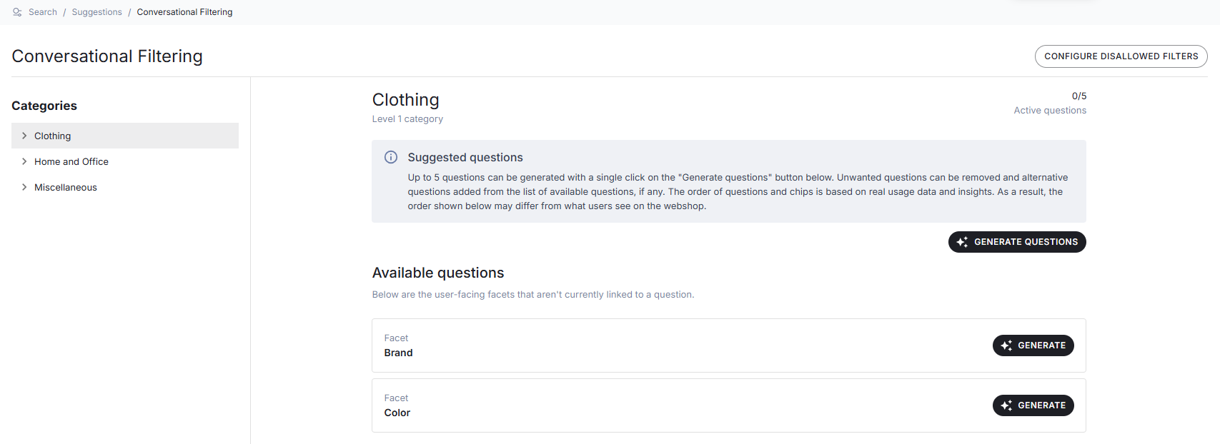Available questions