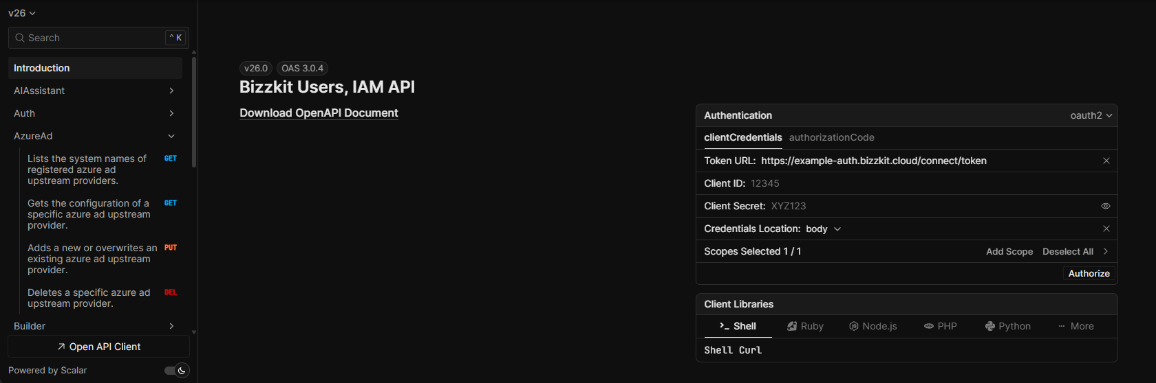 Scalar authentication section